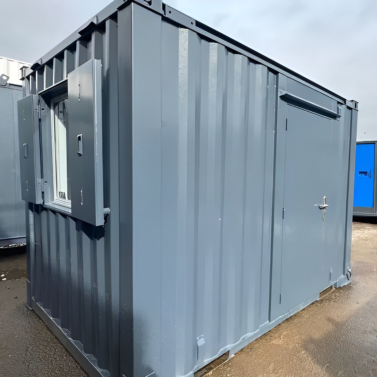 Bürocontainer mit Fenster, Heizung und Eingangstür – Grau – Bild 7