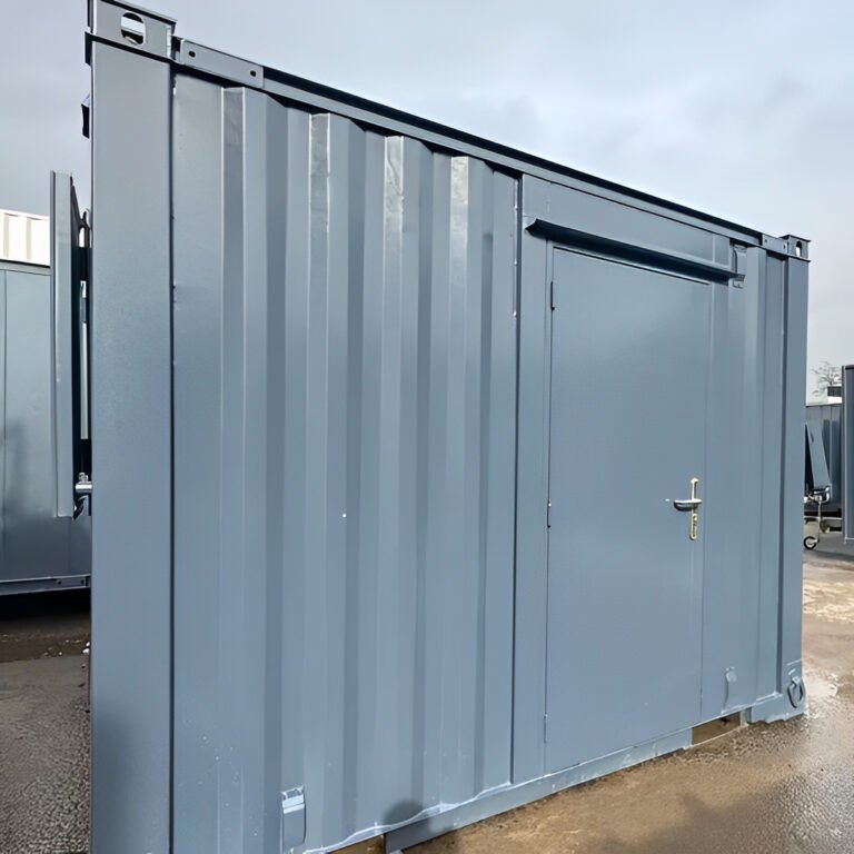 Bürocontainer mit Fenster, Heizung und Eingangstür – Grau – Bild 3